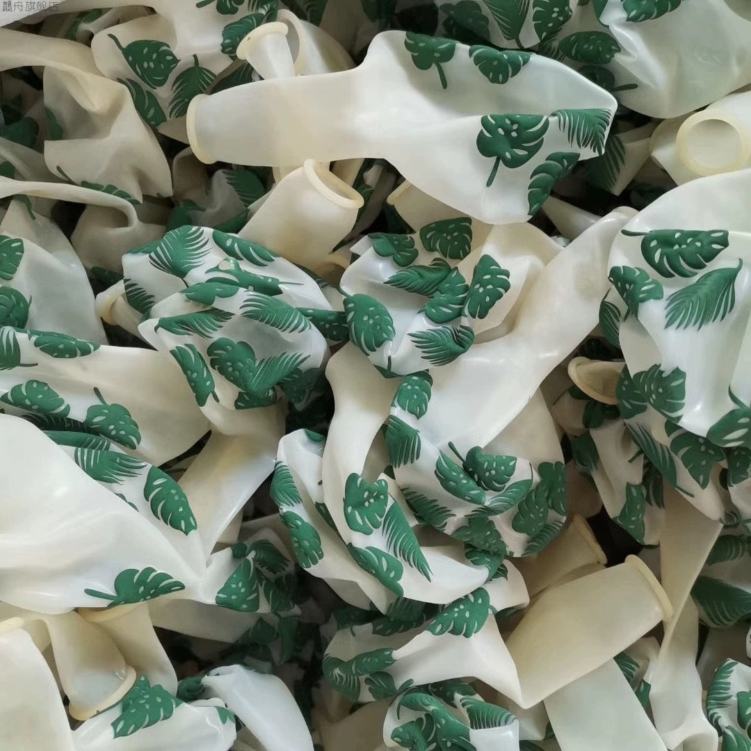 翻糖系列-透明綠葉氣球 綠葉氣球 植物氣球 印刷氣球