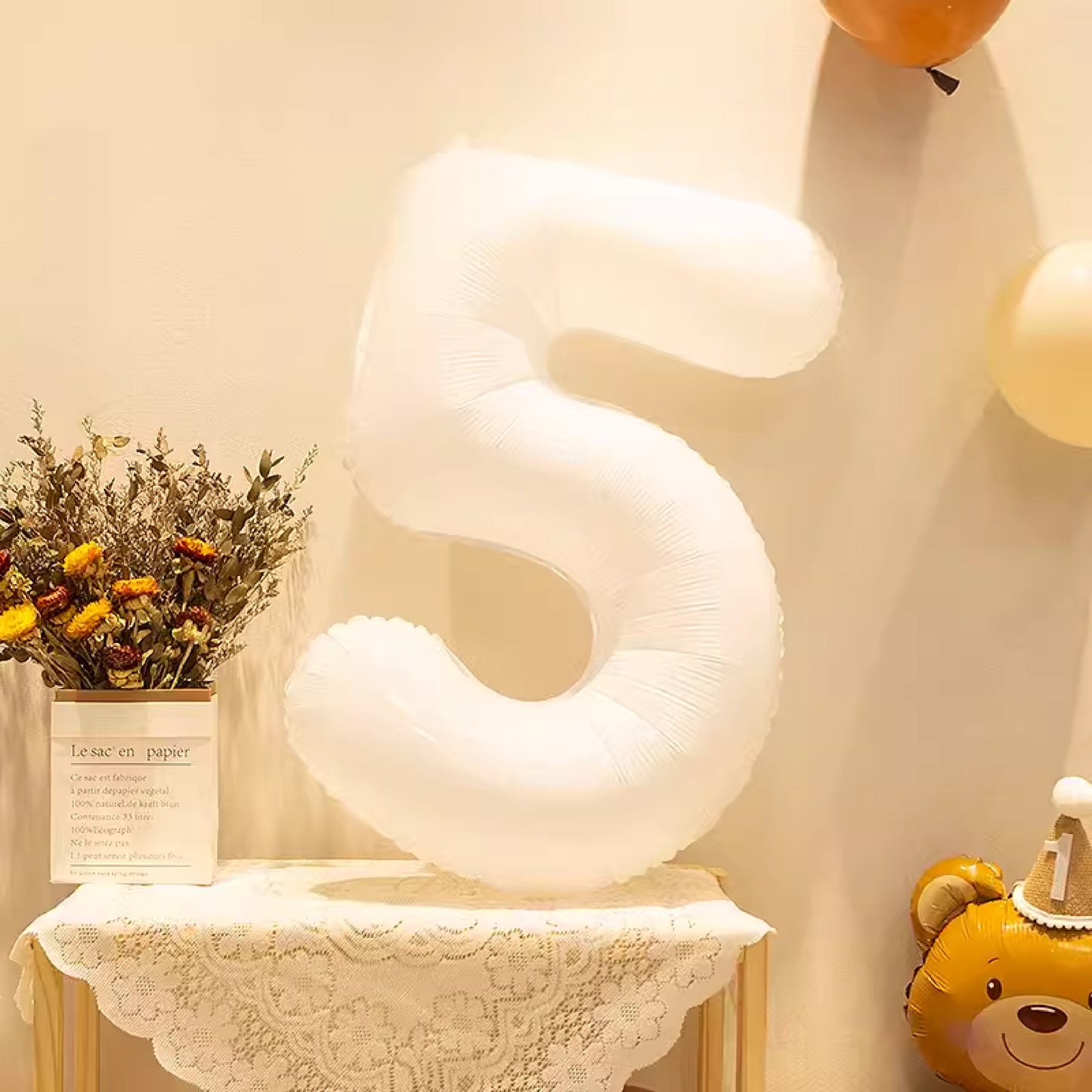 【0-9】雷根糖系列-純白數字氣球