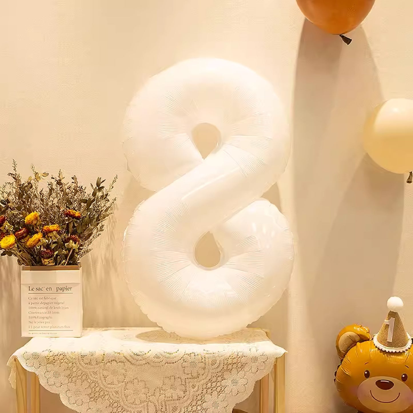 【0-9】雷根糖系列-純白數字氣球