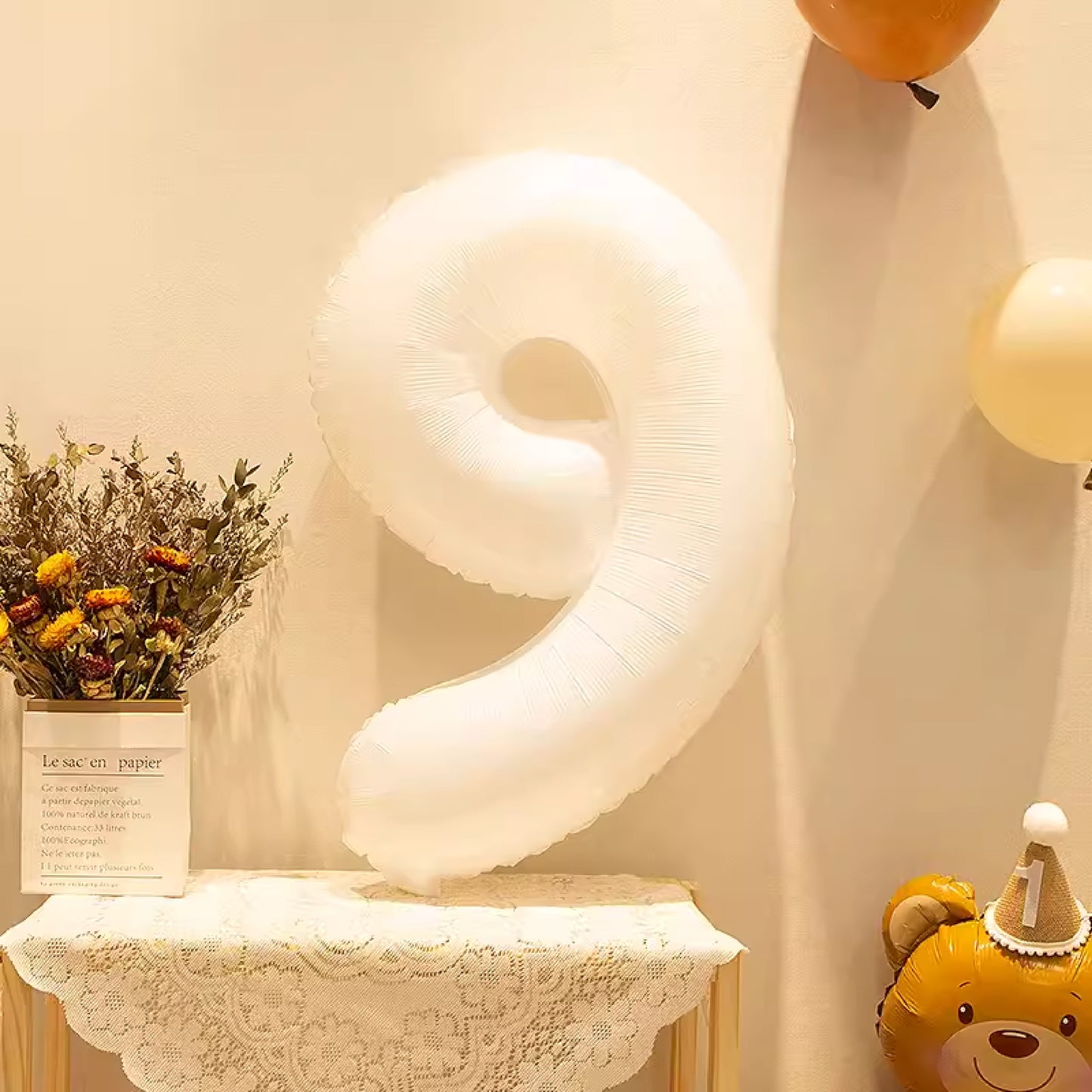 【0-9】雷根糖系列-純白數字氣球