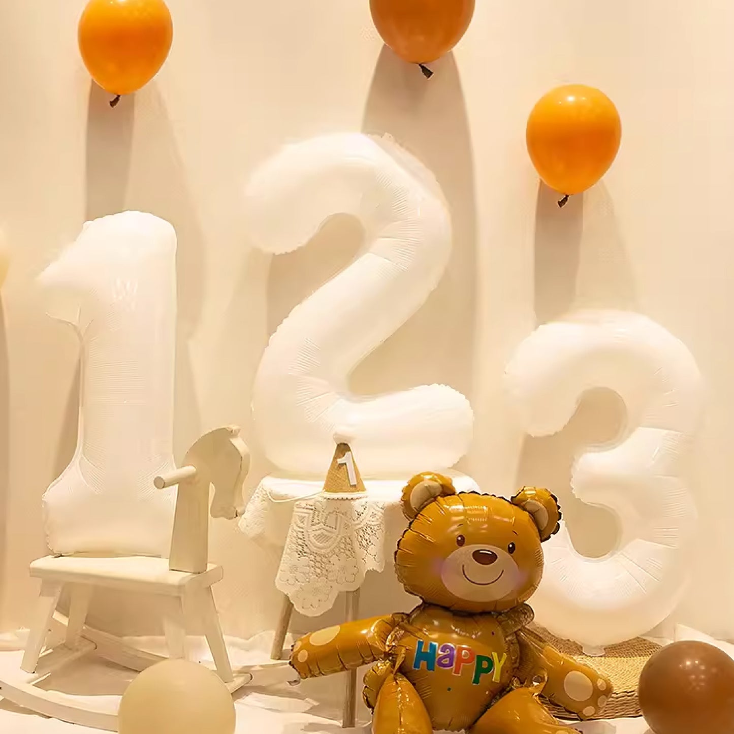 【0-9】雷根糖系列-純白數字氣球